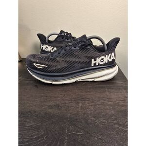 Hoka One One Mens Clifton 9 1127895 BWHT Black Running Shoes Sneakers Size 10 D